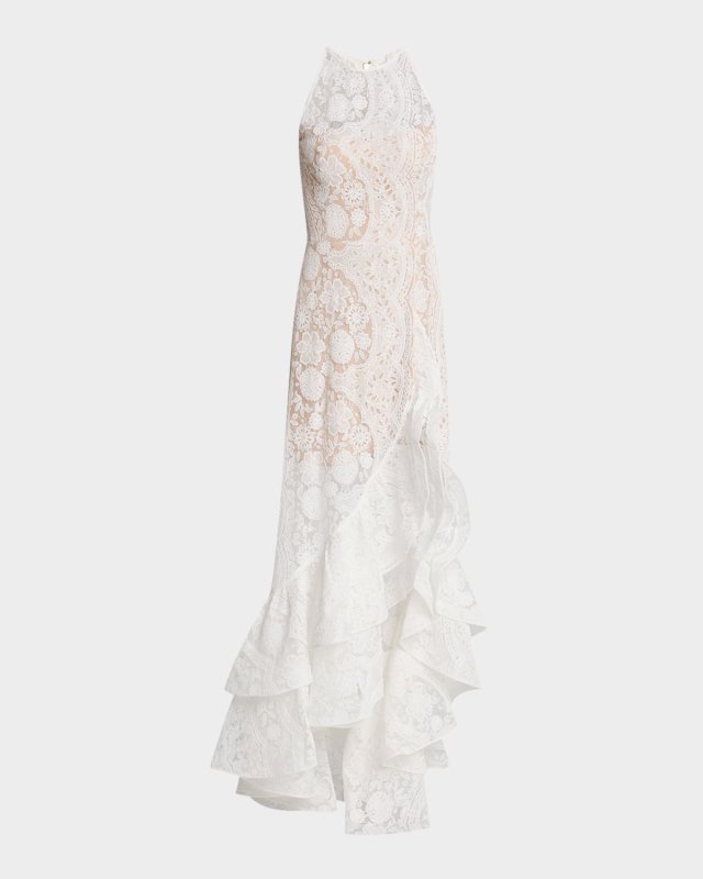 Sicilia High-Low Floral Lace Gown